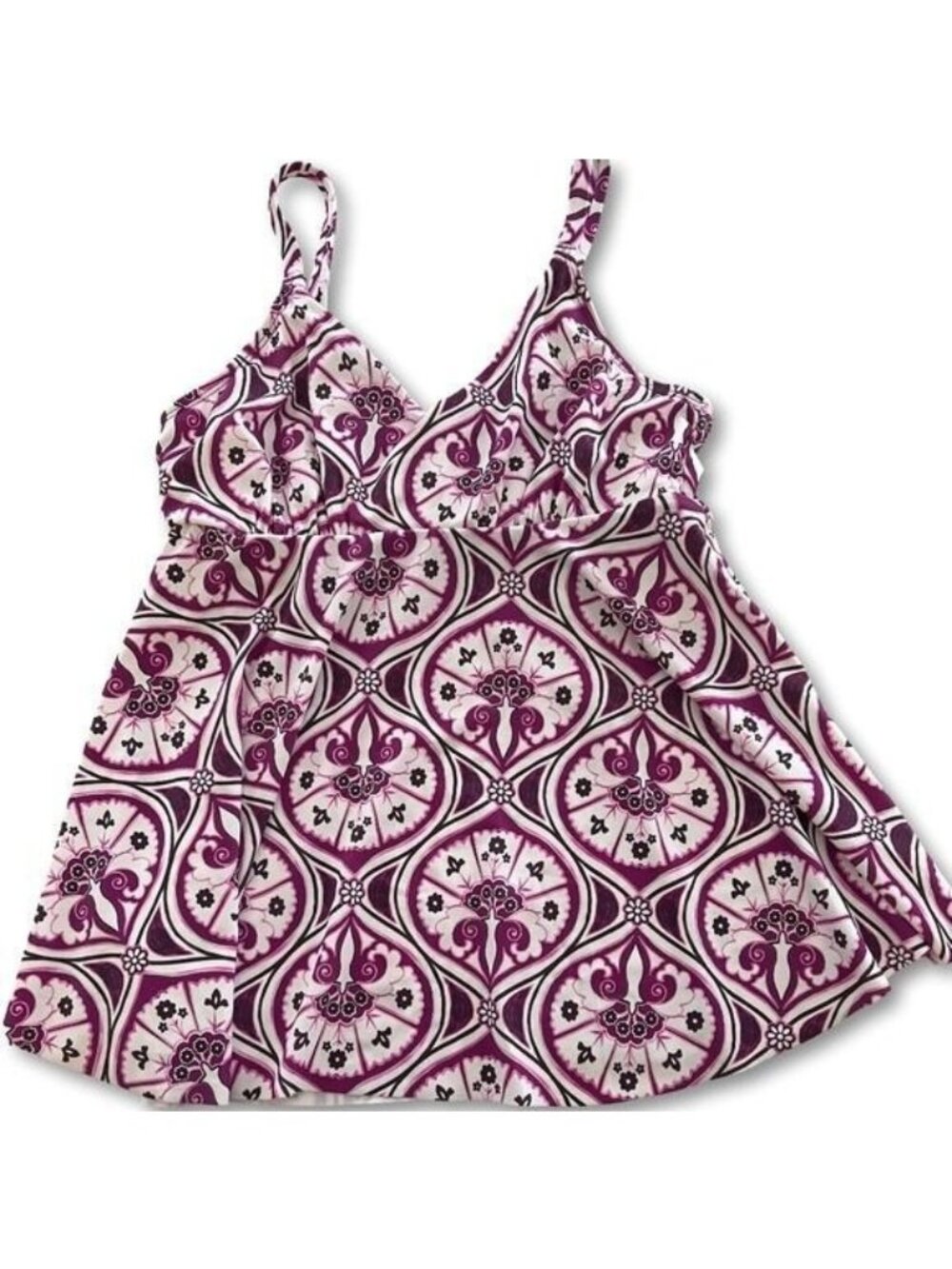 NWT Swim Solutions Tile-Print Underwire Tankini Top | Size 8